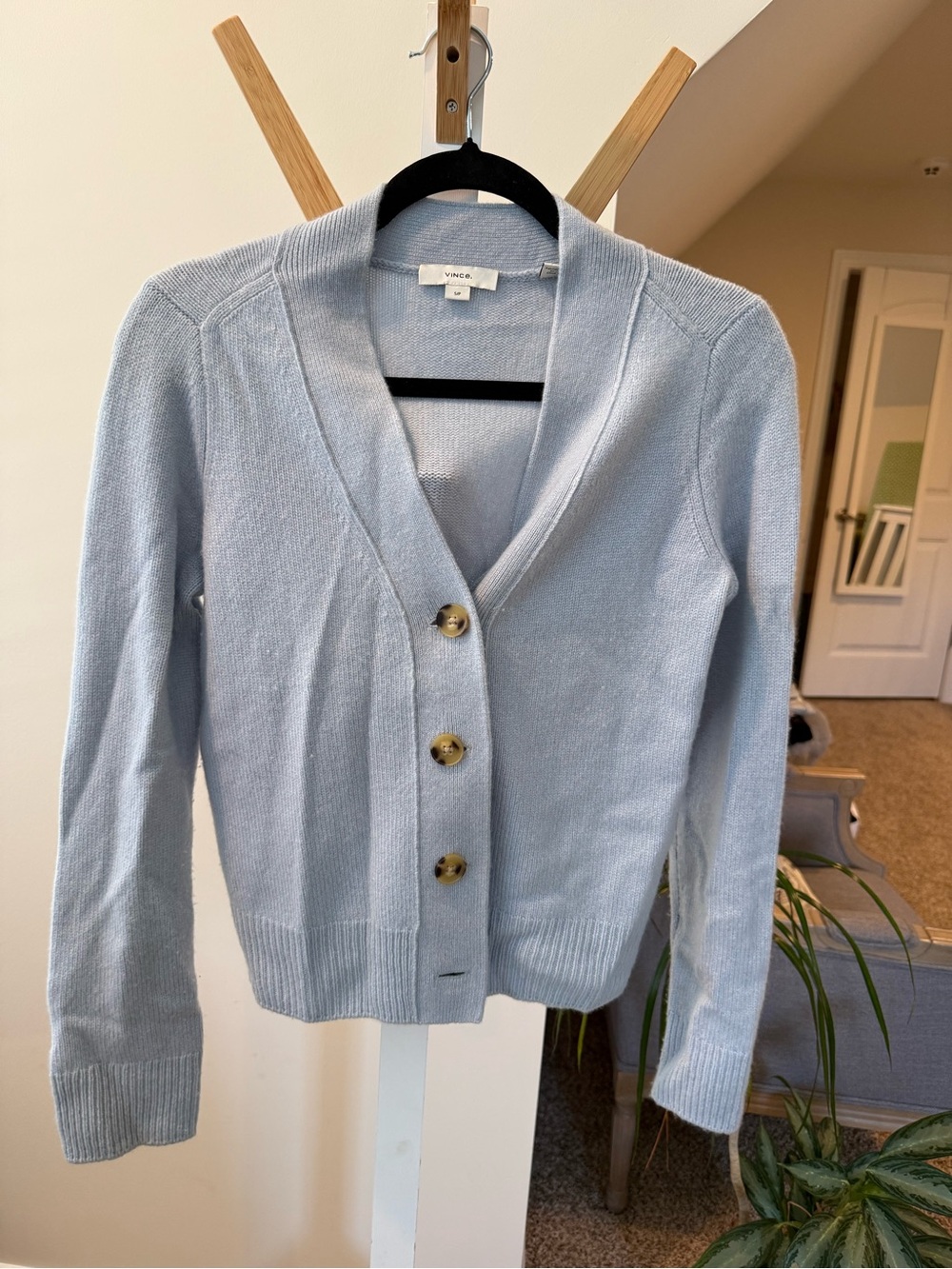Vince Pale Blue V-Neck Button Front Cardigan